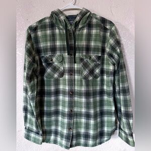 Carhartt Green Plaid Hooded Button-Down Shirt
